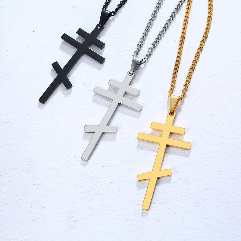 Retro Stainless Steel Cross Pendant Titanium Steel Necklace