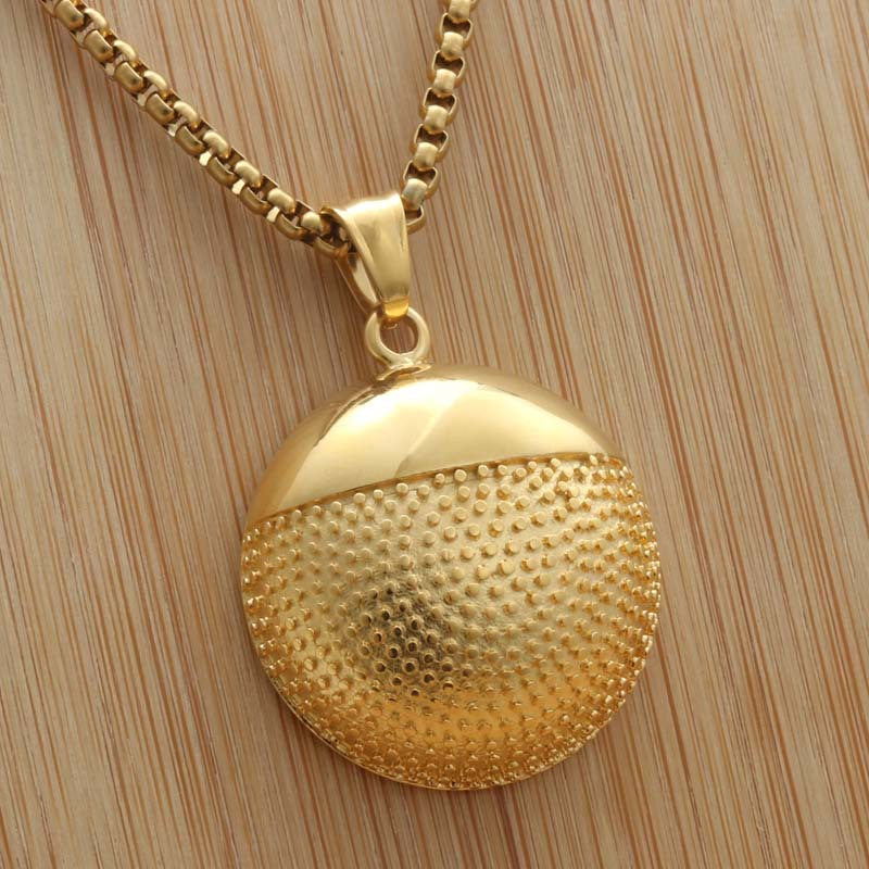 Trendy Titanium Steel Round Pendant Necklace for Men - Punk Style Retro Pot Design