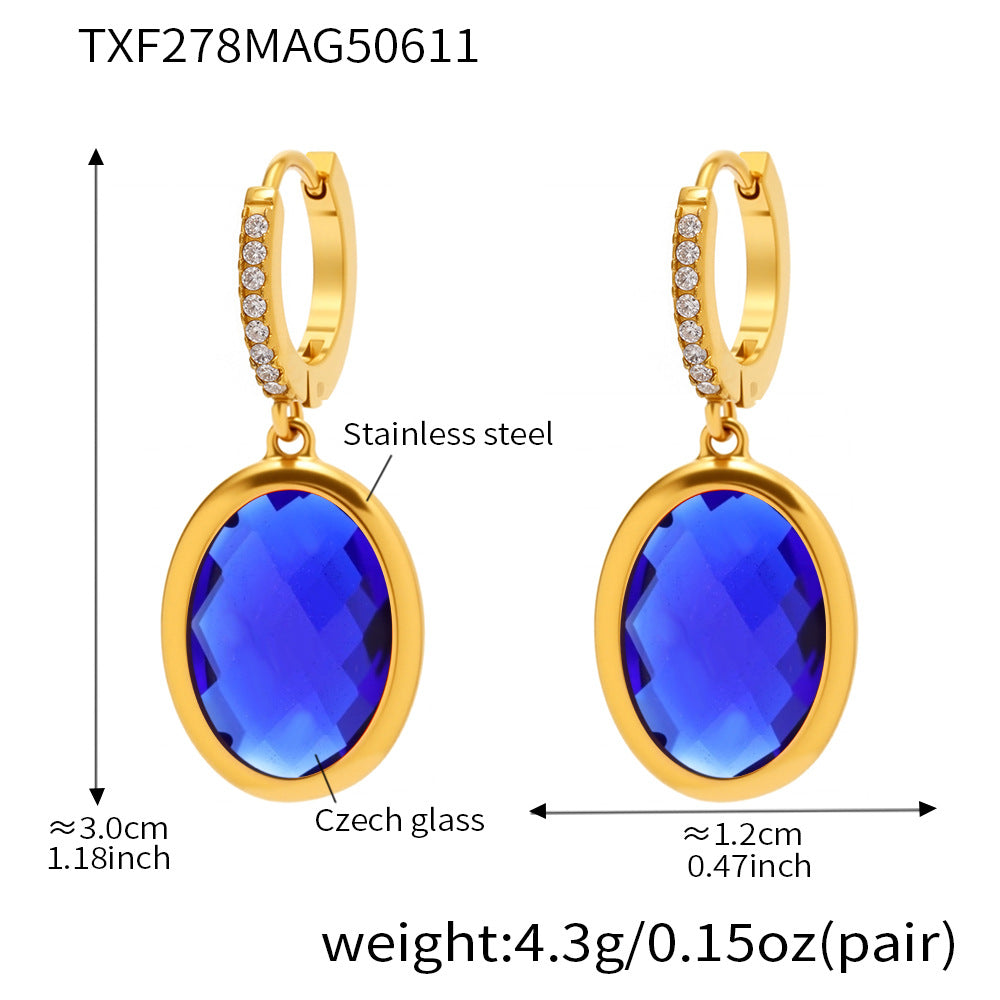 Planderful Lido Cut Oval Czech Glass Zircon Earrings Party