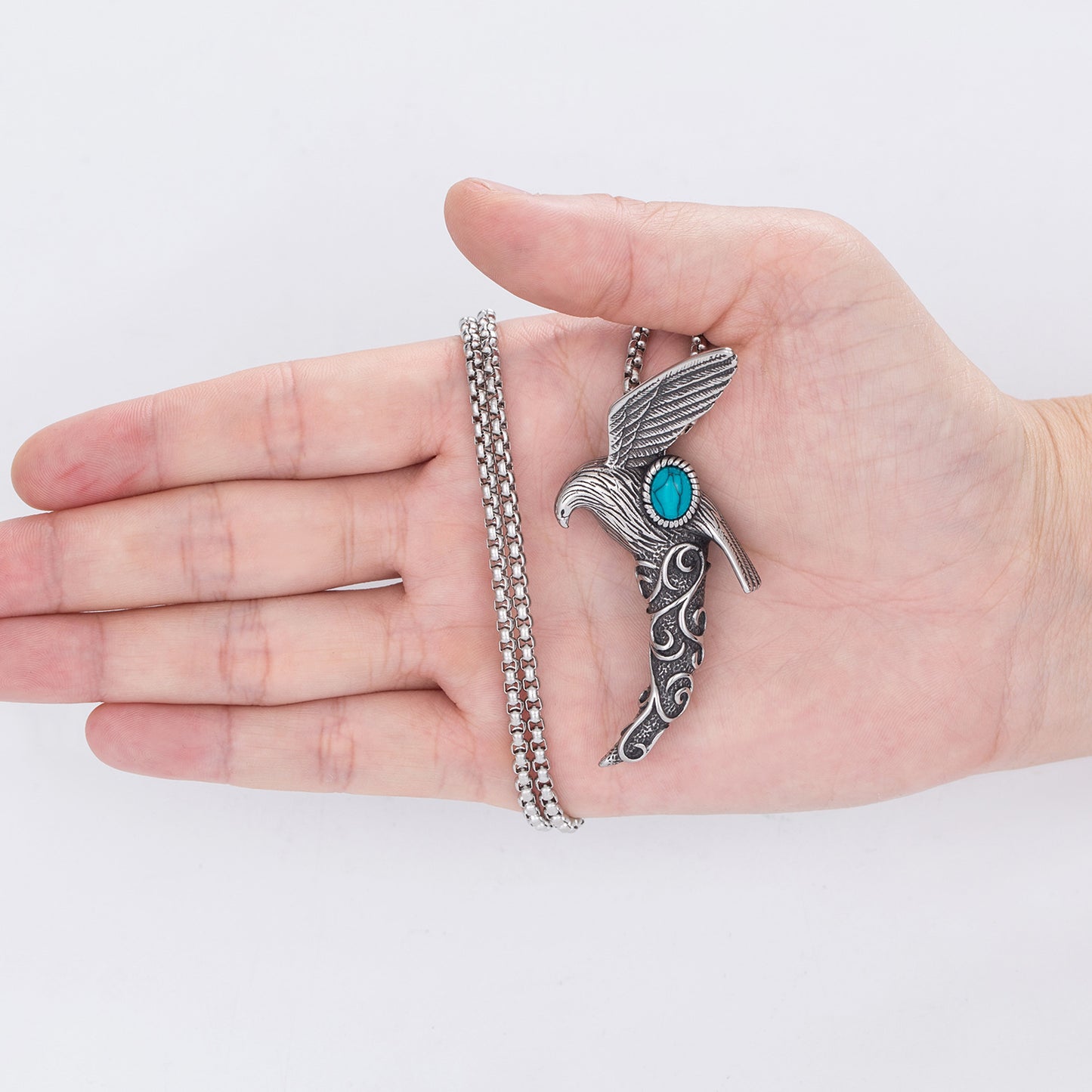 Turquoise Necklace – Vintage Everyday Wear for Men Stainless Steel Jewelry Gift Ready Packaging Included
