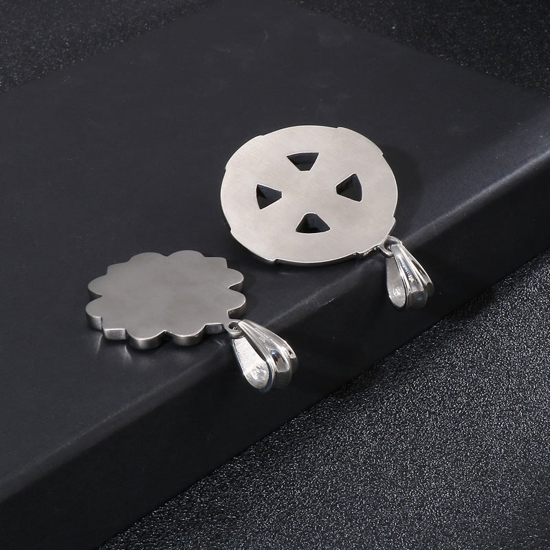 Turquoise Cross Flower Titanium Steel Men's Pendant - Vintage Style Accessory