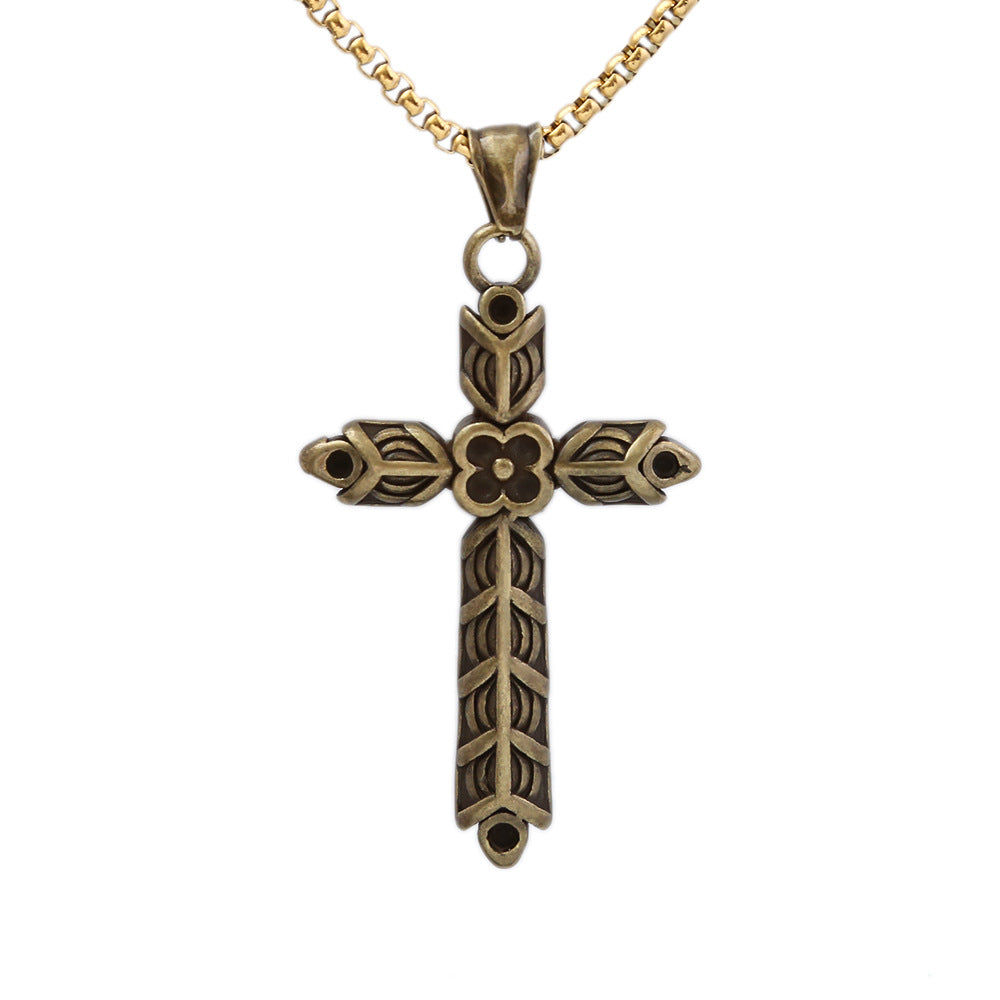 Nordic Vintage Titanium Steel Cross Necklace for Men