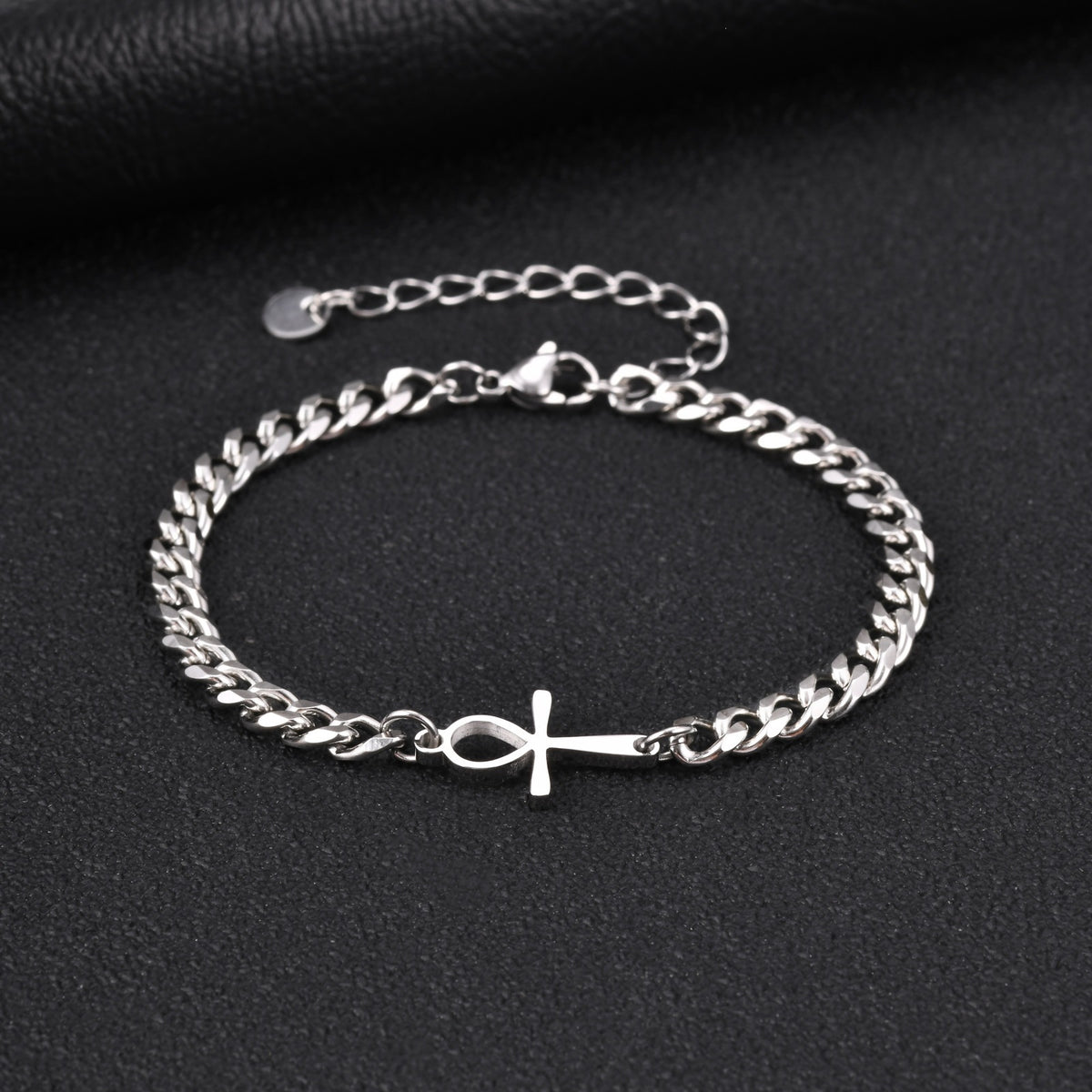 Cross Pearl Cuban Chain Stainless Steel Bracelet