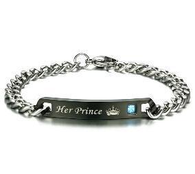 Bracelet Zircon Titanium Steel Couple Lettering Laser Bracelet