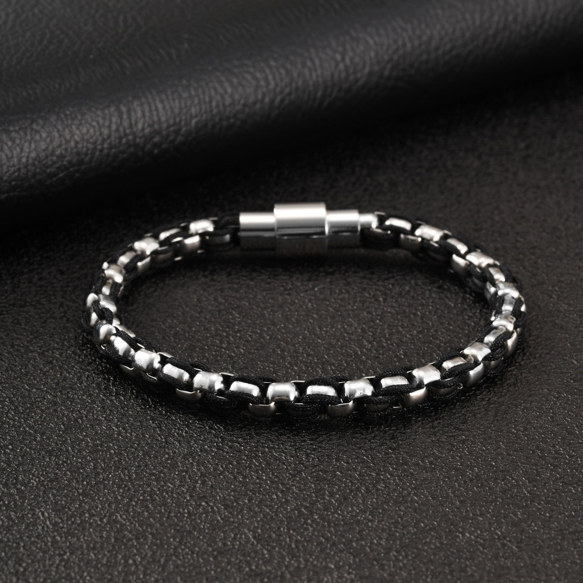 Pearl Braided Stainless Steel Bracelet for Men