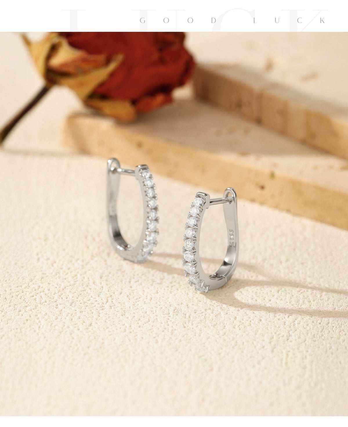 925 Sterling Silver Classic Moissanite Huggie Hoops