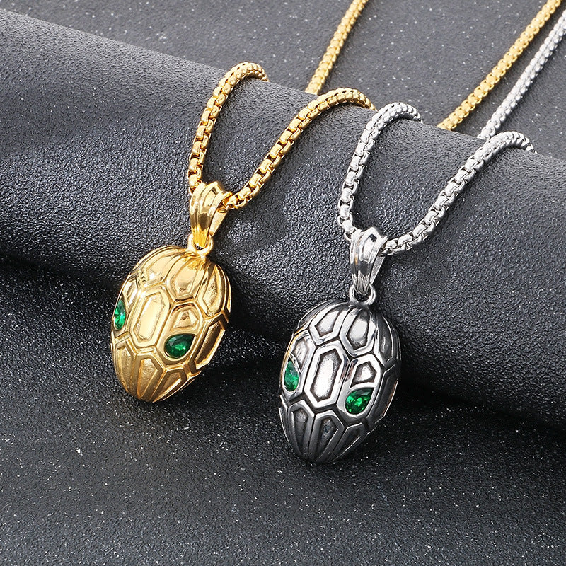 Planderful Zodiac Snake Pendant Vintage Stainless Steel Men