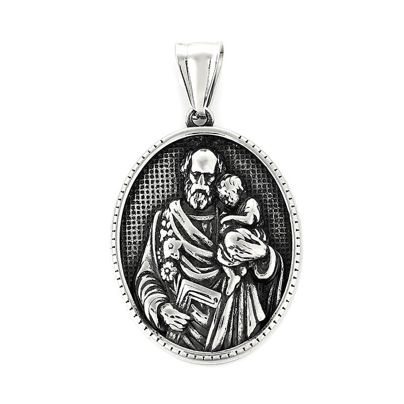 Punk Retro Maria Stainless Steel Men's Round Pendant - Planderful Everyday Genie Collection