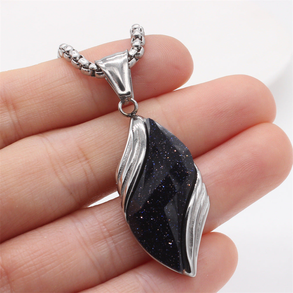 Planderful Everyday Genie – Stylish Simple Gemstone Titanium Steel Pendant Necklace for Men