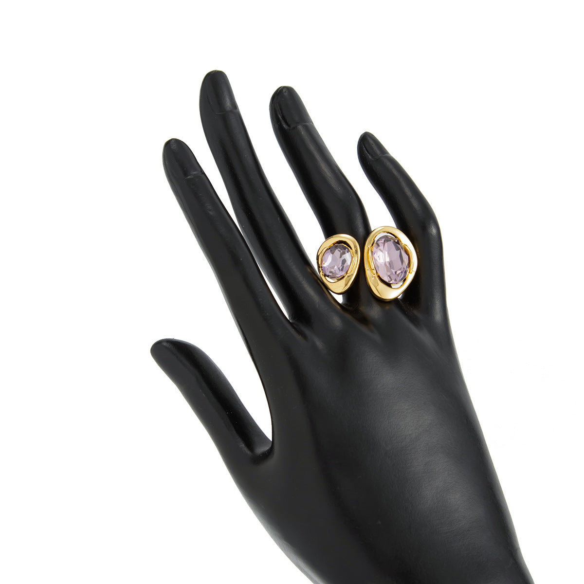 Planderful Zircon Ring Open Ring Pink Spice Girl Style For Bold Women Statement Hand Jewelry