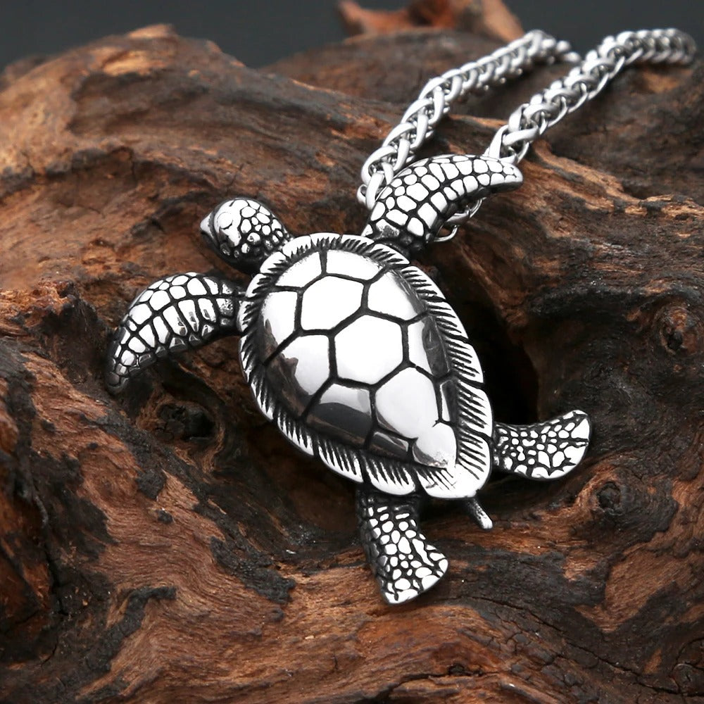 Planderful Turtle Necklace For Men Stainless Steel Longevity Pendant Trendy Accessory