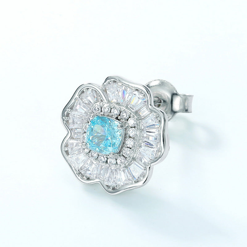 S925 Sterling Silver High-Carbon Stone Flower Jewelry Collection