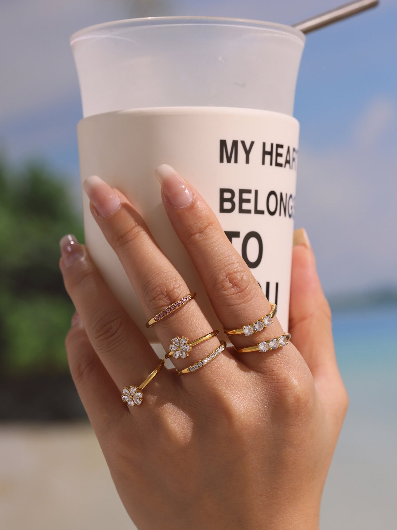 Planderful Zircon Water Drop Open Ring For Women Exquisite