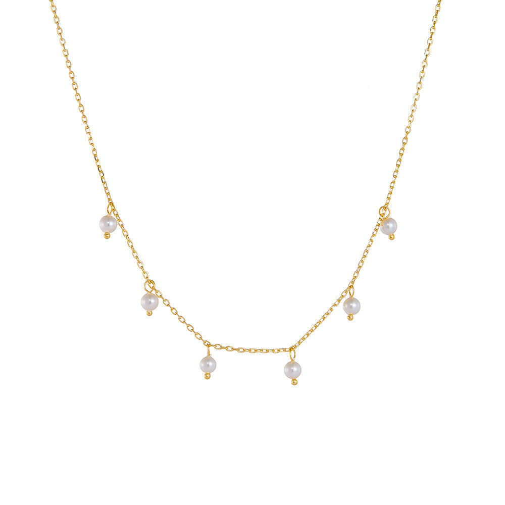 Retro Style Sterling Silver Necklace Shell Pearl High Elegant