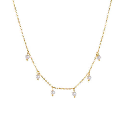 Retro Style Sterling Silver Necklace Shell Pearl High Elegant