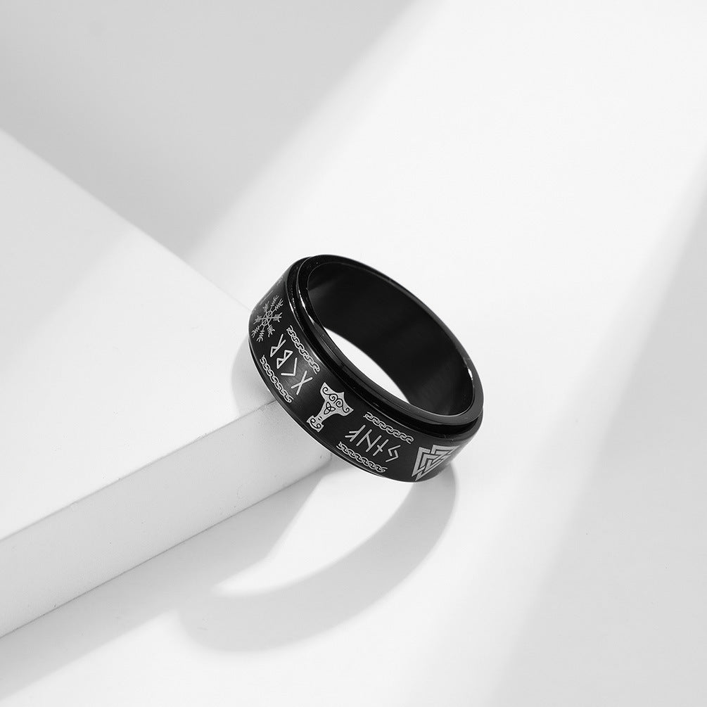 Planderful Viking Infinity Rotatable Stainless Steel Ring for Men and Women Unisex Gift