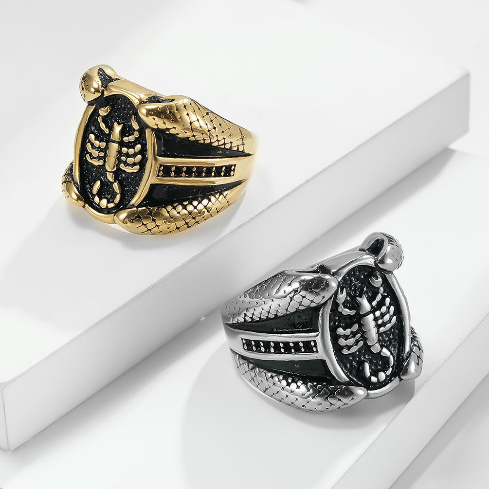 Retro Style Stainless Steel Scorpion Ring for Men