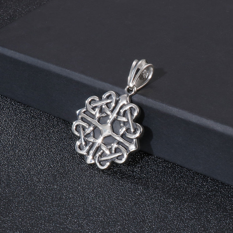 Turquoise Cross Flower Titanium Steel Men's Pendant - Vintage Style Accessory