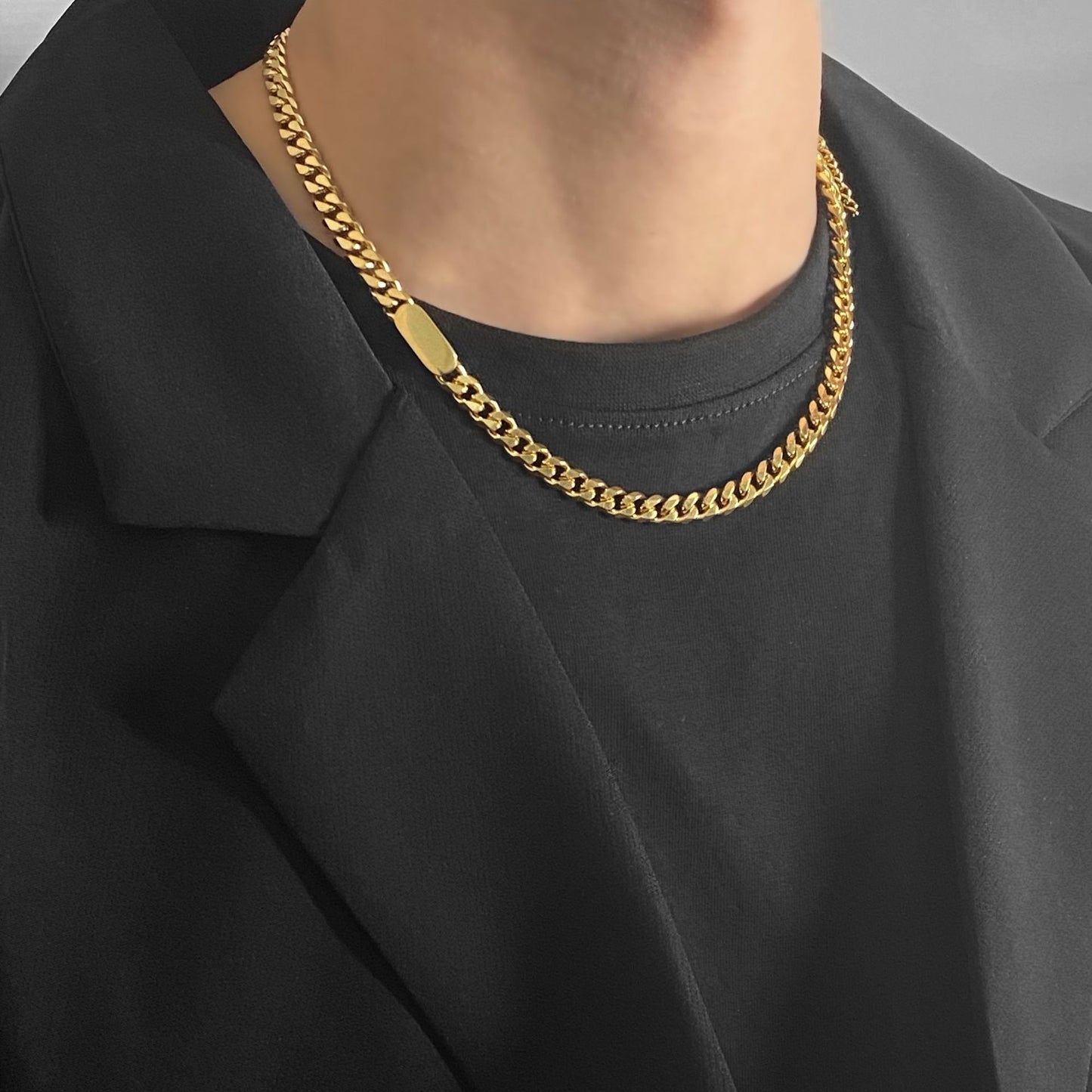 Planderful Jewelry Gold Steel Chain Necklace for Men
