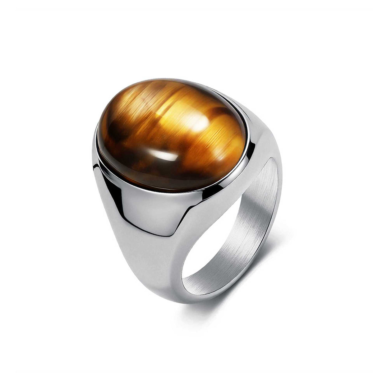 Stainless Steel Tiger's Eye Ring