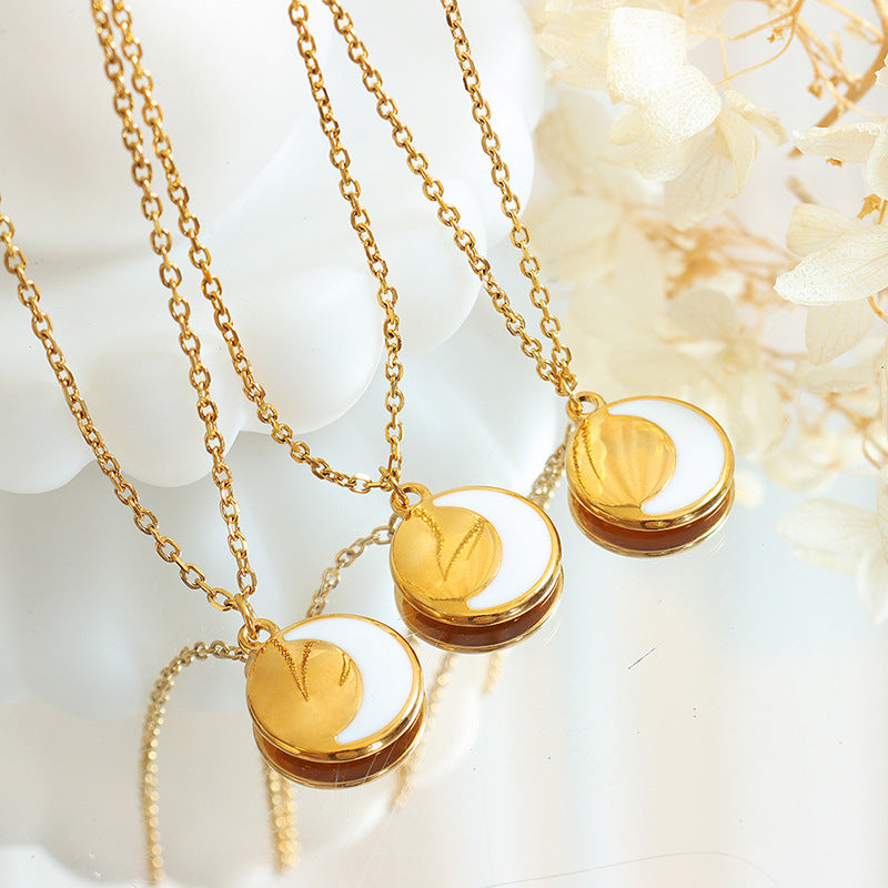 Moonlit Enamel Necklace - Trendy Korean Style Internet Celebrity Jewelry