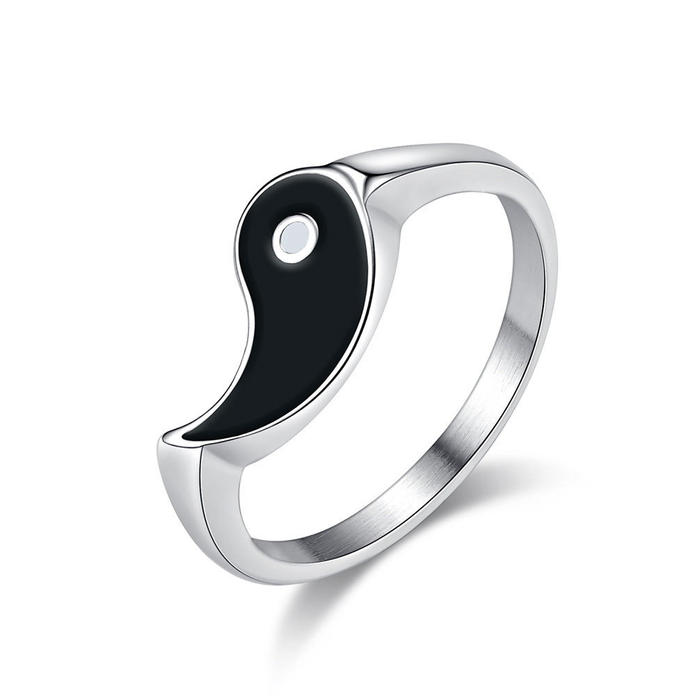 Creative New Tai Chi Figure Yin Yang Fish Titanium Steel Ring