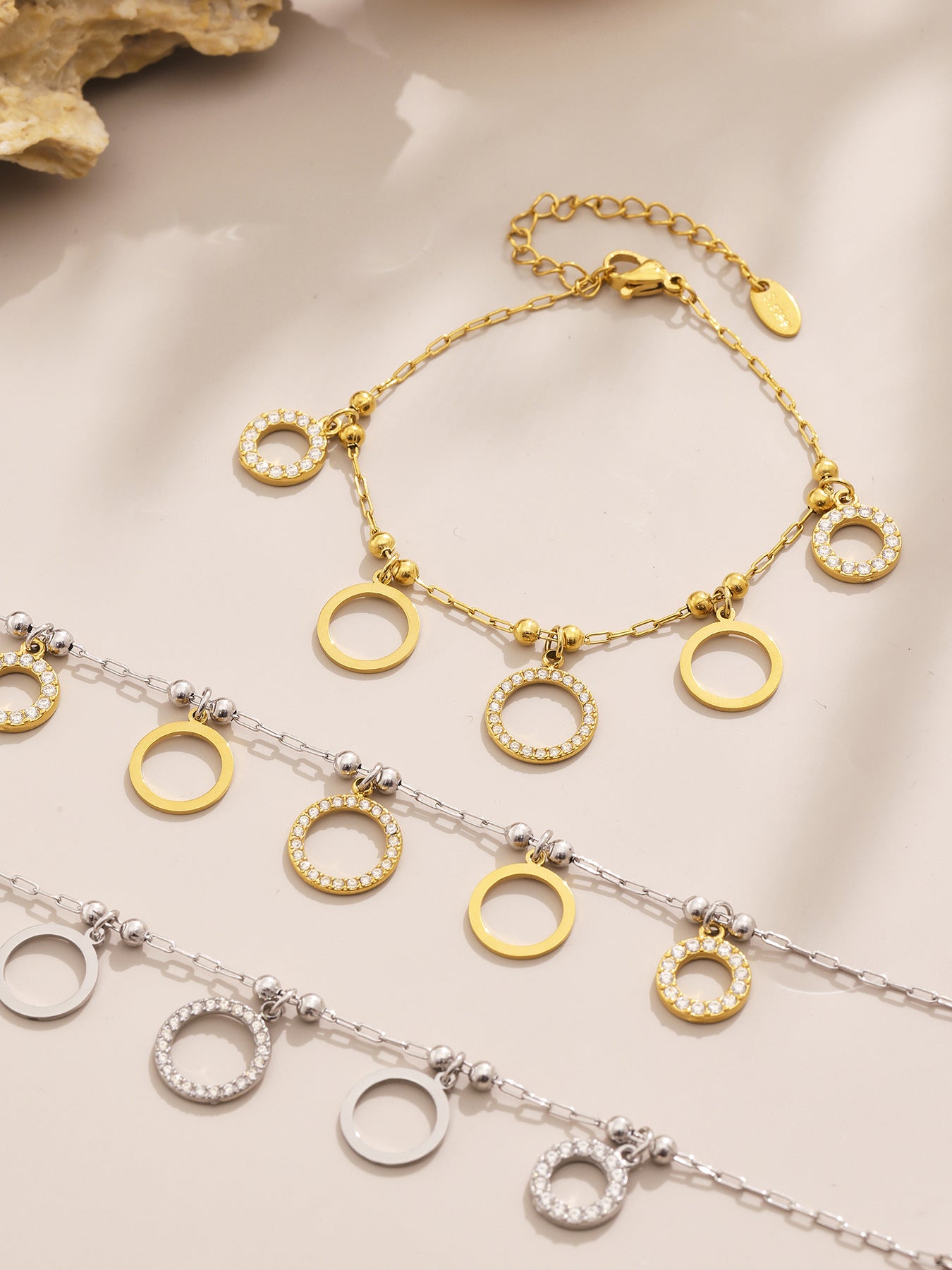 Planderful Zircon Circle Bracelet Women Stainless Steel