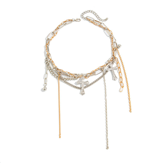 Punk Cross Wrapped Chain Necklace