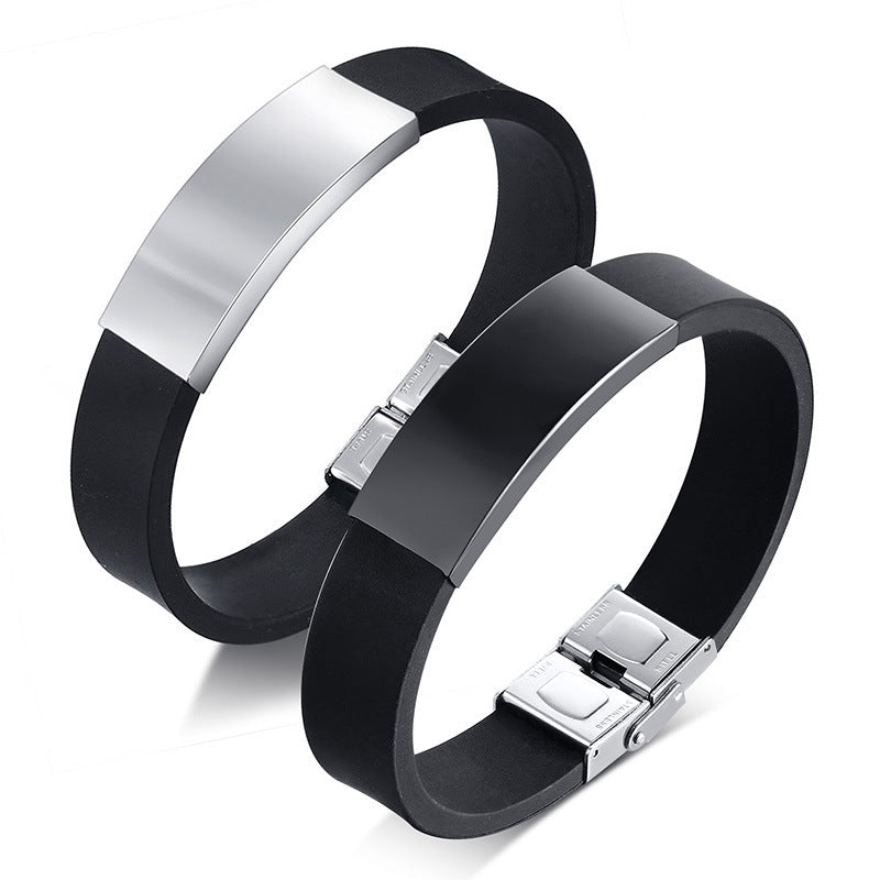 Cross-Border Curved Brand Silicone Bracelet for Men