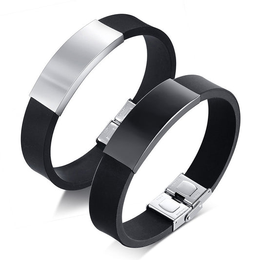 Cross-Border Curved Brand Silicone Bracelet for Men