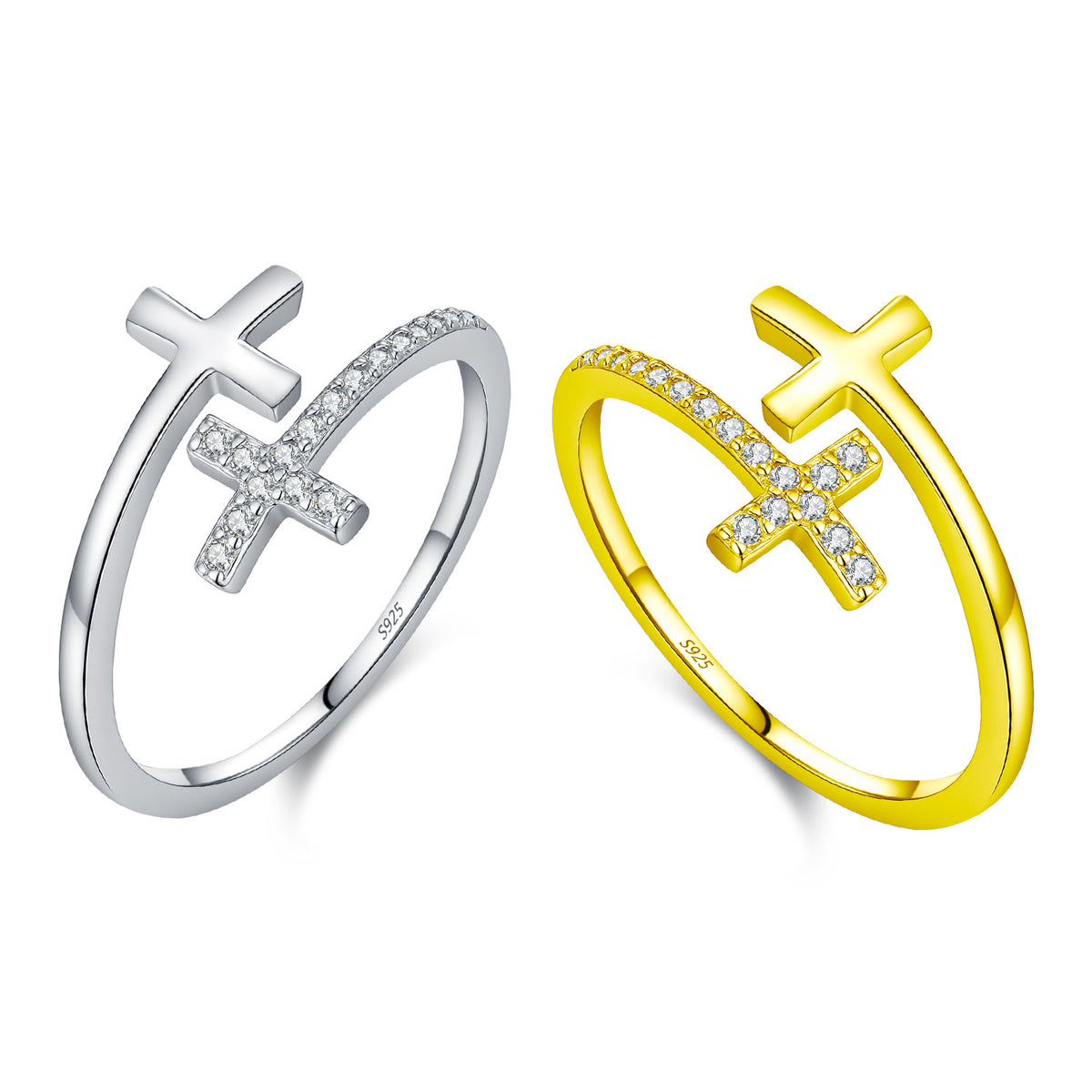 925 Sterling Silver Cross Zircon Ring