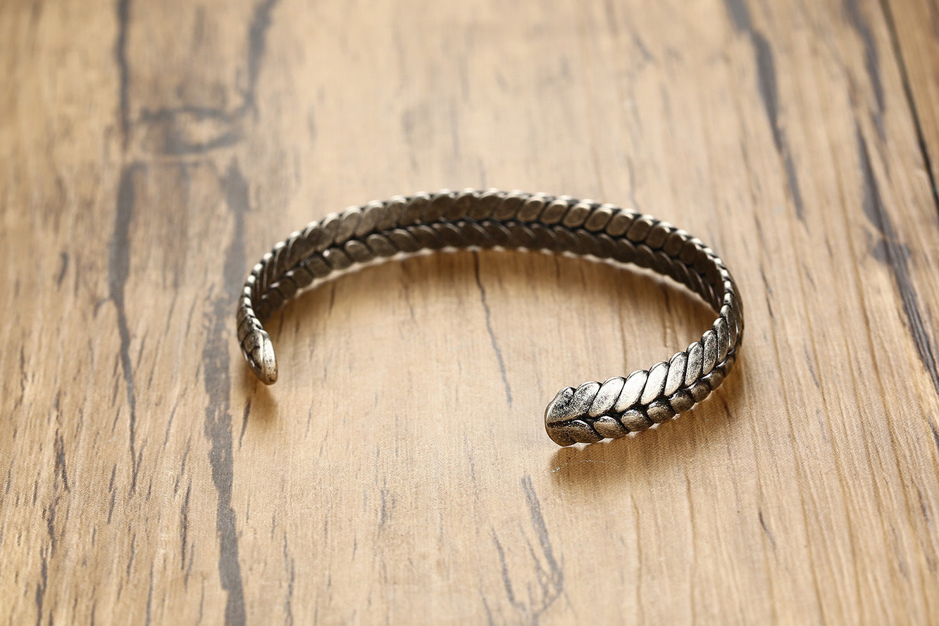 Trend Simple Women's Bracelet 8MM Stainless Steel Wheat Ear