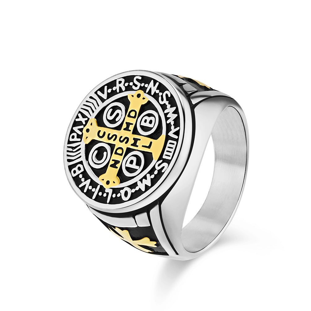 Steel Ring – Vintage Cross Exorcist For Men