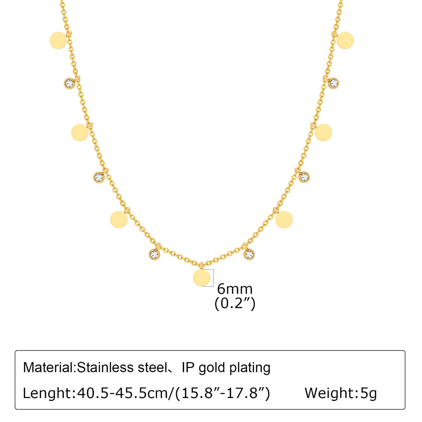 Stainless Steel Bead Chain Butterfly Star Zircon Necklace 18K Gold Wholesale