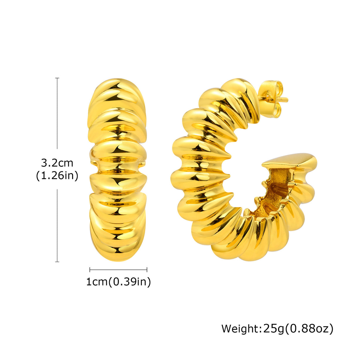 Modern Gold-Tone Stainless Steel Earrings