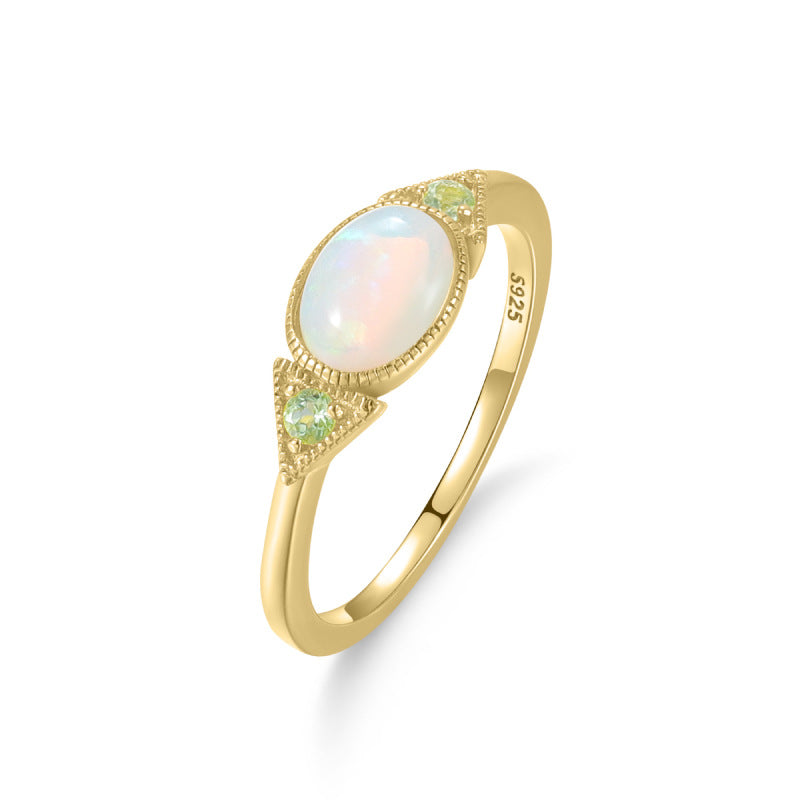 Small Fresh 2025 New 0.9 Carat Opal Ring S925 Silver Gold