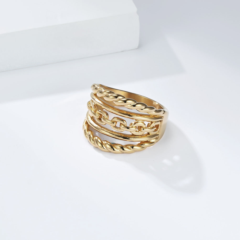Planderful Everyday Genie Unisex Multi Strand Twist Chain Ring Bold Fashion Statement