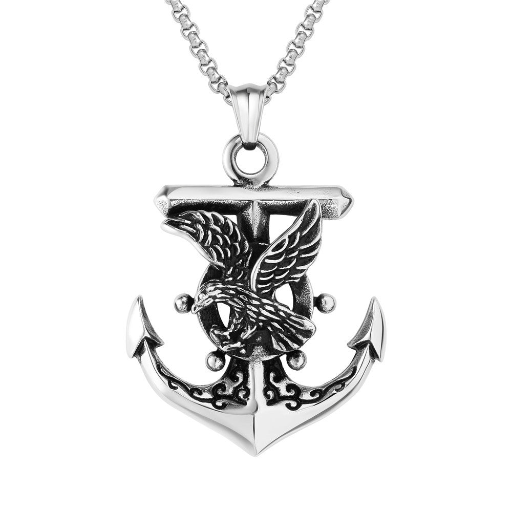 Planderful Navy Anchor Eagle Pendant For Men Unisex Hip Hop Style Durable Steel Pendant Protection Statement