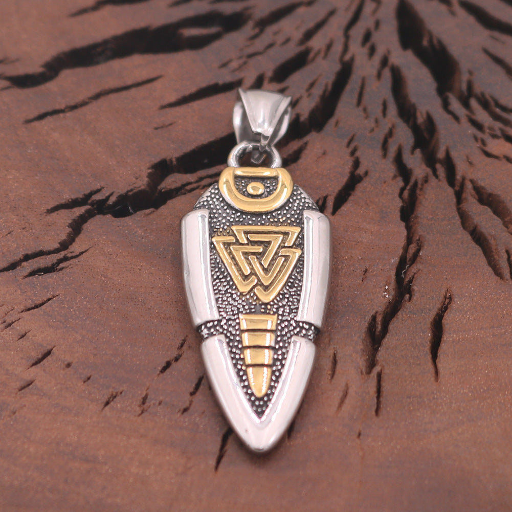 Warrior's Rune Protector Titanium Necklace for Men with Crow Pendant