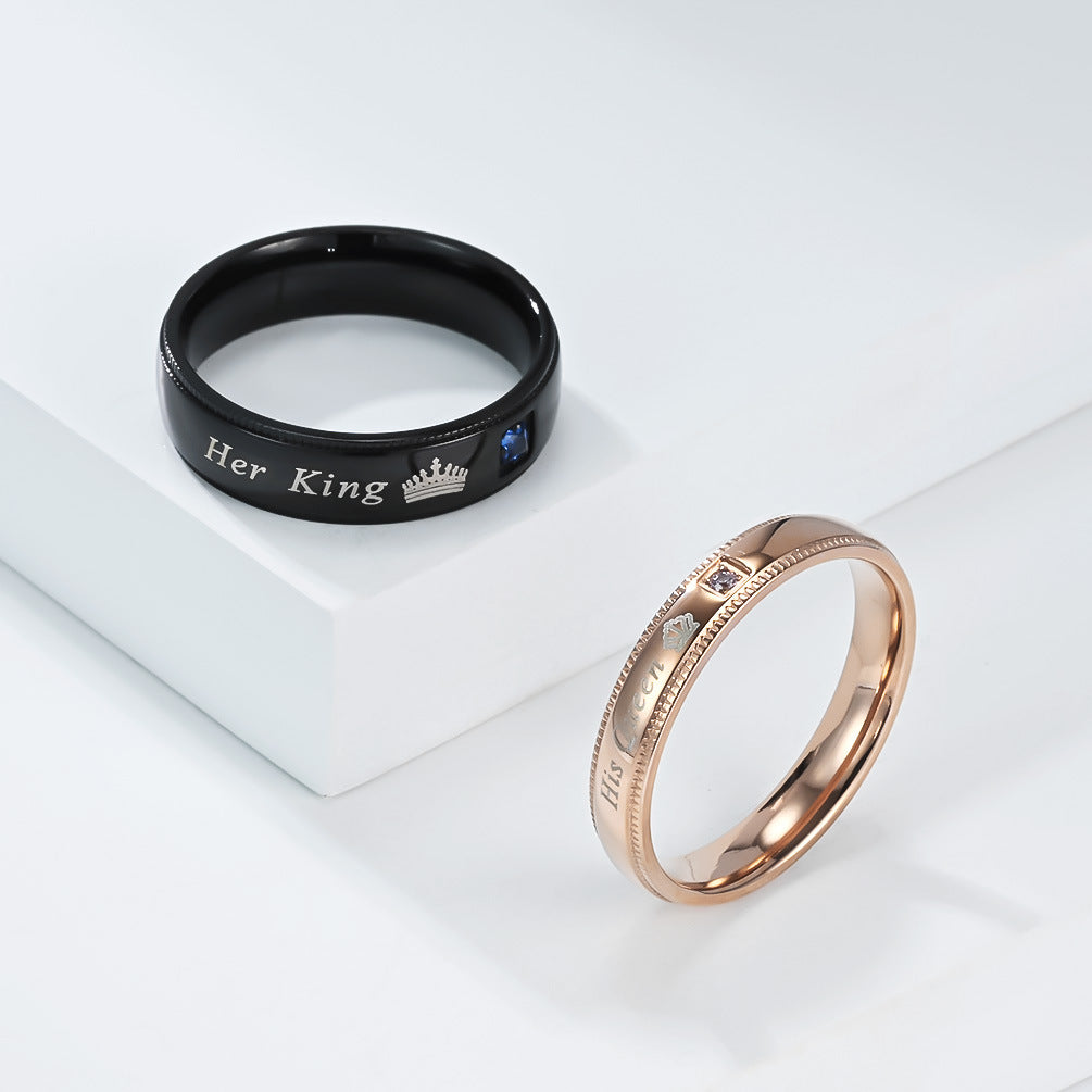Planderful Everyday Genie King And Queen Couple Ring Stainless Steel Unisex Engagement Protection