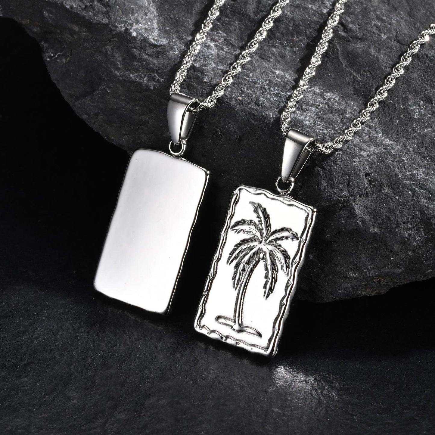 Planderful Stainless Coconut Tree Pendant Necklace For Men