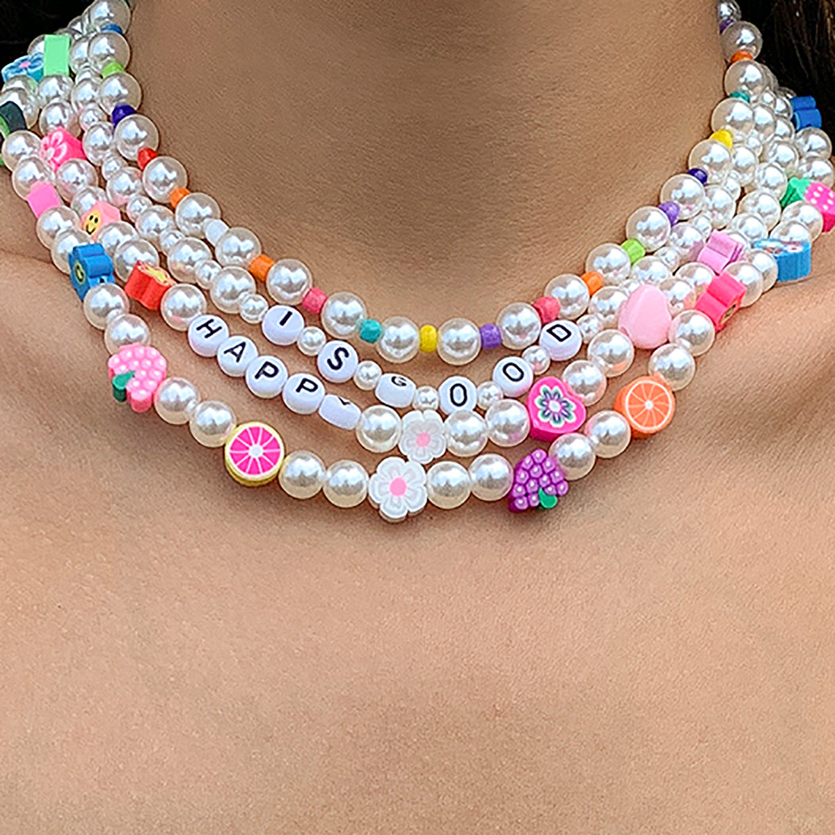 Planderful Vienna Verve Multi Layer Imitation Pearl Necklace For Women Elegant Holiday Style