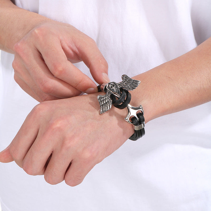 Planderful Vintage Viking Quake Bracelet For Men Navy Style