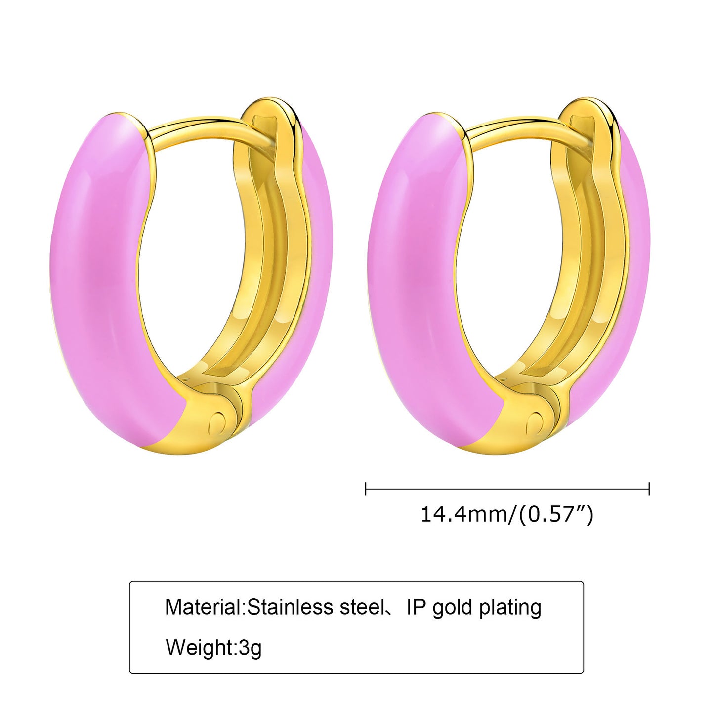 Ladies Fashion Stainless Steel Candy Color Earrings Gold Set