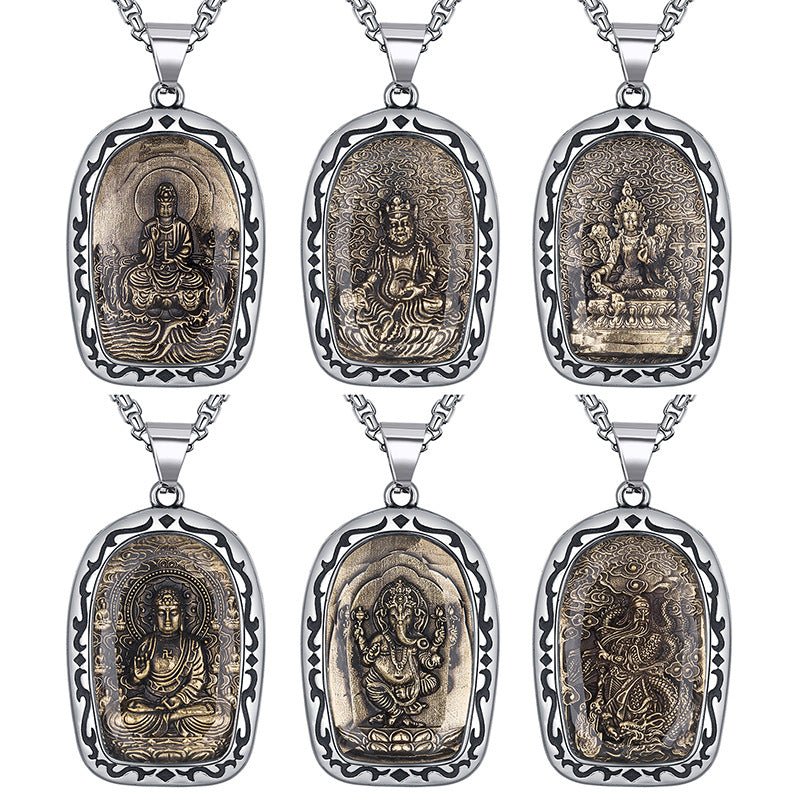 Steel Necklace – Vintage Buddha Pendant