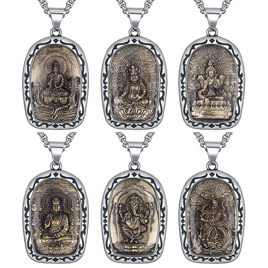 Steel Necklace – Vintage Buddha Pendant