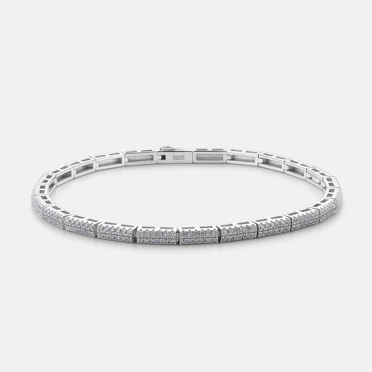 S925 Sterling Silver Moissanite Tennis Pavé Bracelet