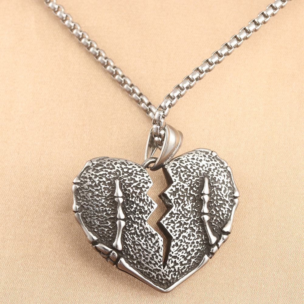 European And American Stainless Steel Broken Heart Pendant