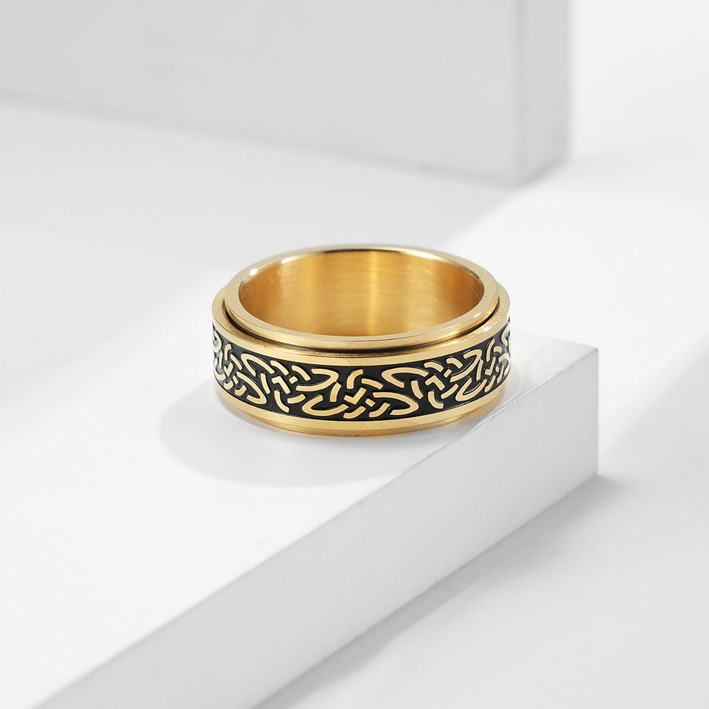 Celtic Knot Stainless Steel Rotating Ring for Couples