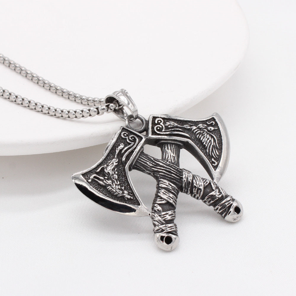 Viking Axe Pendant Necklace Titanium Steel Durable Unisex Jewelry By Planderful Everyday Genie Premium Gift For Men
